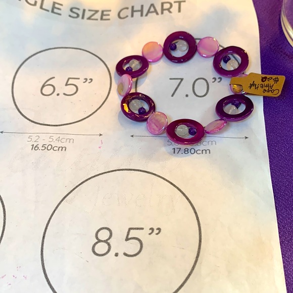 Handmade mother of pearl bracelet with cape Amethyst and MT jade - Picture 3 of 3